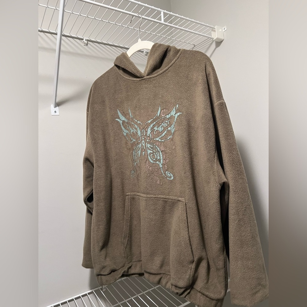 Urban Outfitters Brown Hoodie with Butterfly Design